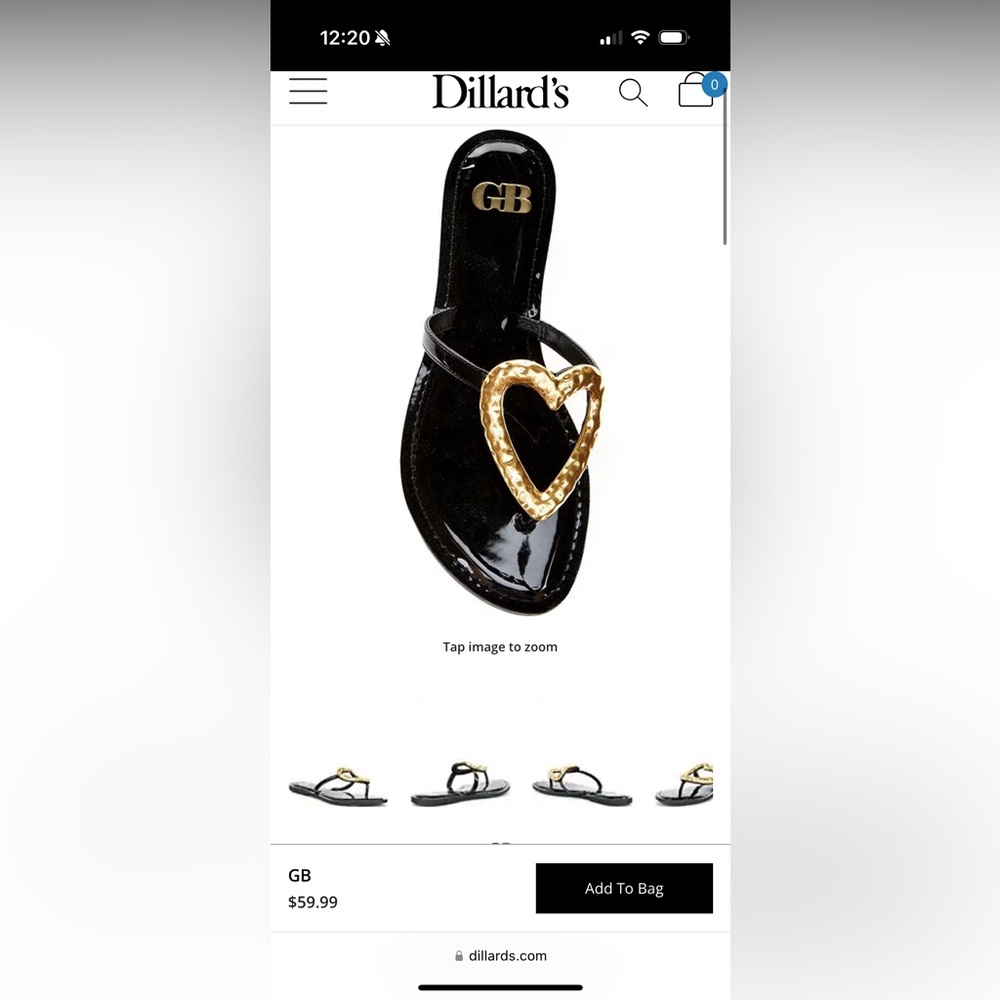 GB Black and Gold Heart Sandals